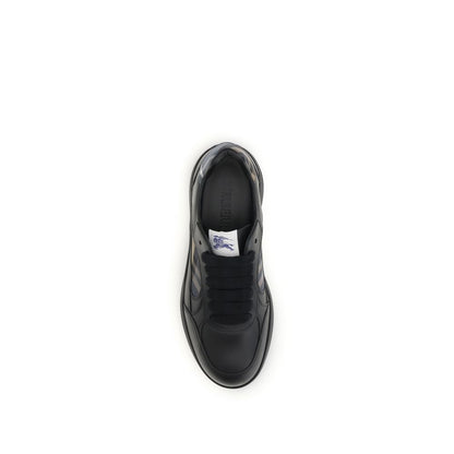 Burberry Black Calf Leather Bos Taurus Low Top Sneakers