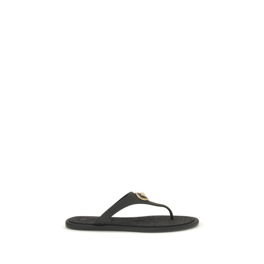 Versace Black Rubber Flip-Flop Sandals