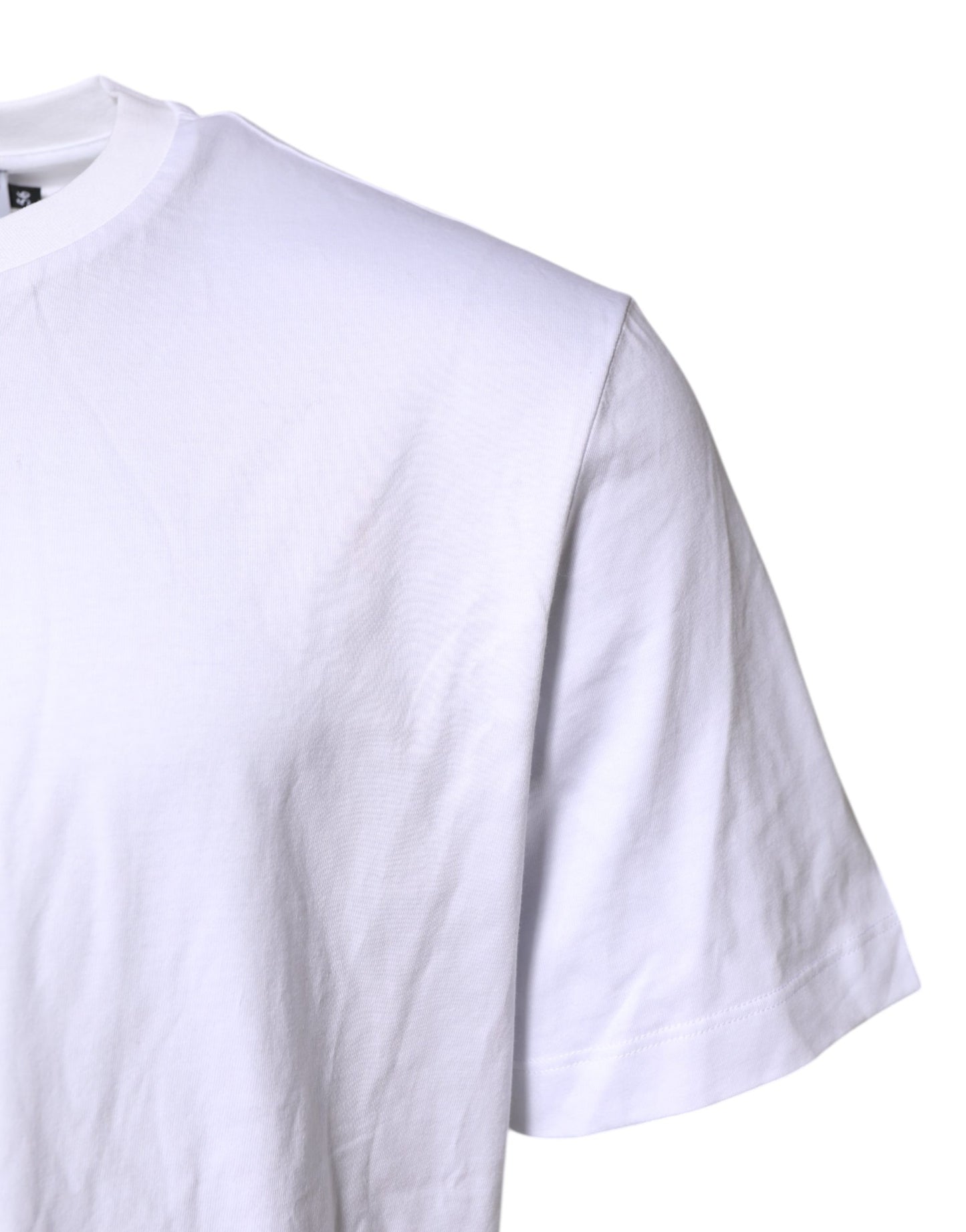 Dolce & Gabbana White Cotton DG Logo Embroidery Men T-shirt