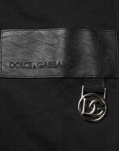 Dolce & Gabbana Black Cotton Logo Plaque Crew Neck T-shirt