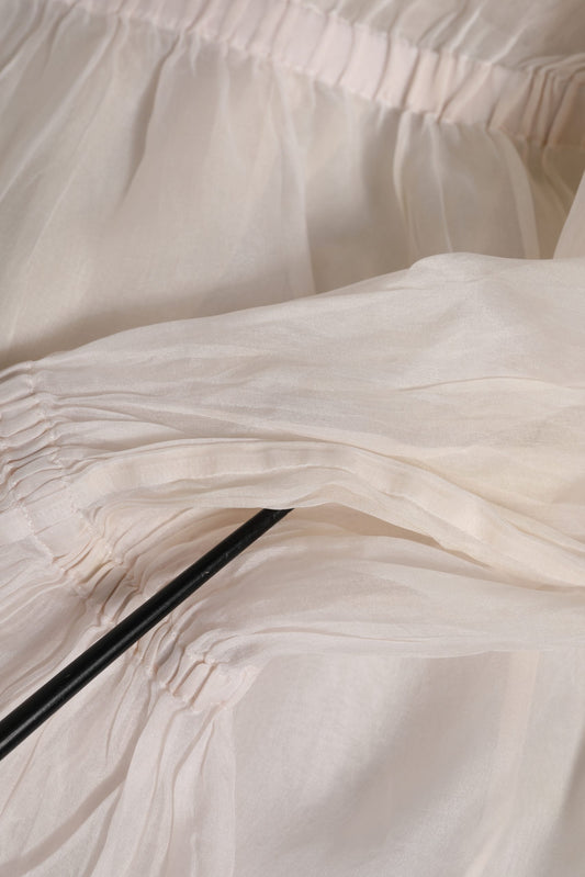 Dolce & Gabbana White Silk Cotton Ascot Collar Blouse Top