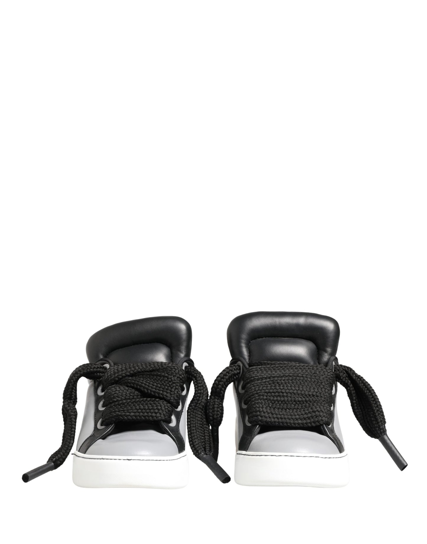 Dolce & Gabbana Gray Leather Low Top Lace Up Sneakers Shoes
