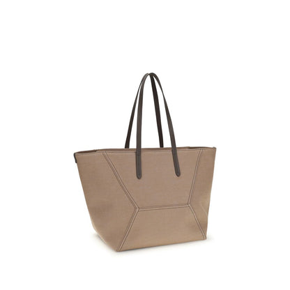 Brunello Cucinelli Beige Cotton Shoulder Bag