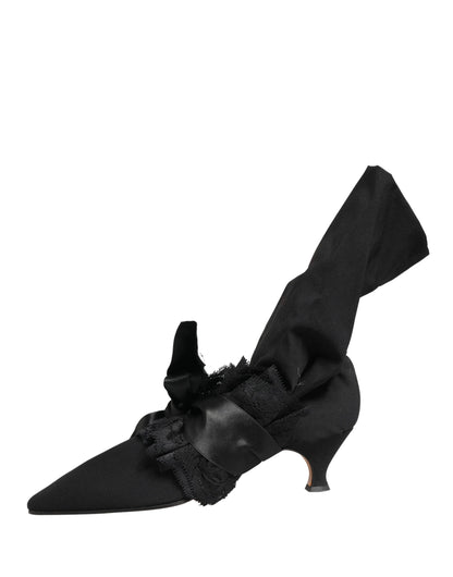 Dolce & Gabbana Black Suede Mid Calf Boots Shoes