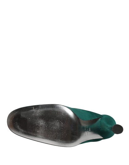 Dolce & Gabbana Green Suede Leather High Heel Pumps Shoes