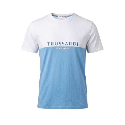 Trussardi Beachwear Light Blue Cotton Men T-Shirt