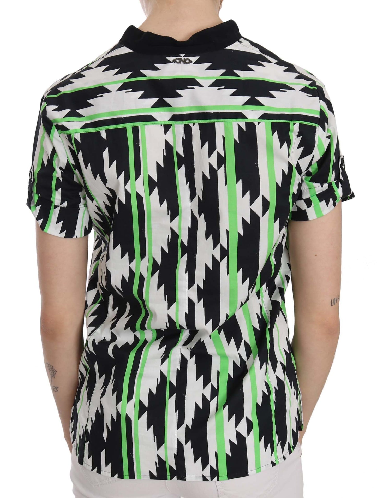 Costume National Multi Color Plunging Top Blouse