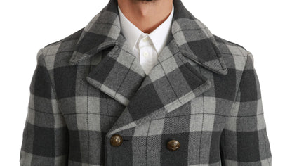 Dolce & Gabbana Gray Check Wool Cashmere Coat Jacket