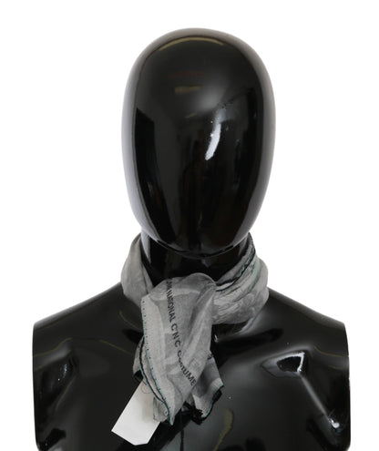 Costume National Gray Silk Shawl Foulard Wrap Scarf