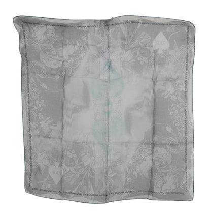 Costume National Gray Silk Shawl Foulard Wrap Scarf