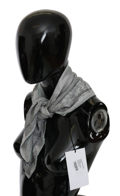 Costume National Gray Silk Shawl Foulard Wrap Scarf