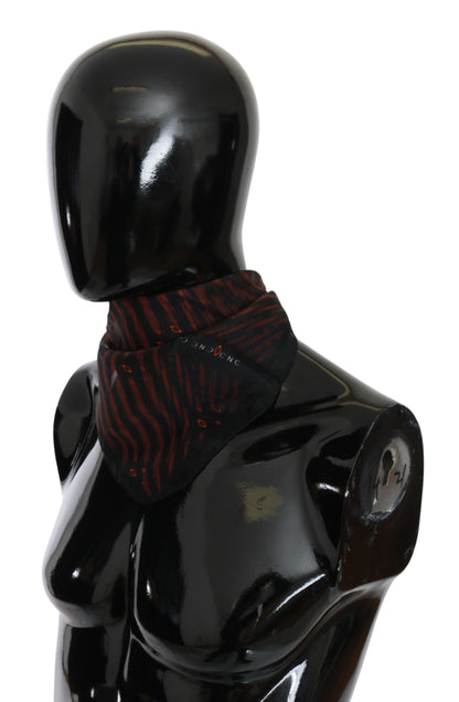 Costume National Black Orange 100% Silk Branded Scarf