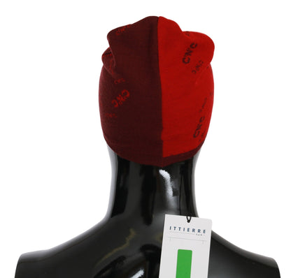 Costume National Red Wool Blend Branded Beanie Hat