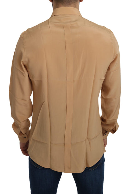 Dolce & Gabbana Yellow 100% Silk GOLD Top Slim Shirt