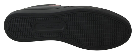 Dolce & Gabbana Black Leather Love Heart Sneakers Womens Shoes