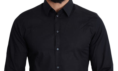 Dolce & Gabbana Blue Cotton Formal GOLD Dress Shirt