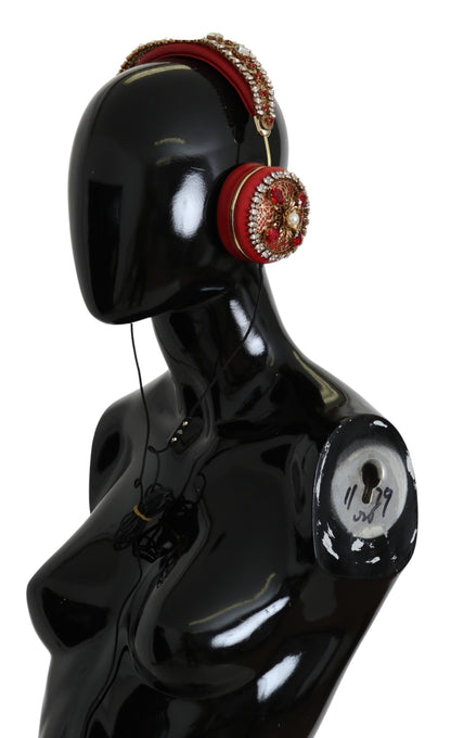 Dolce & Gabbana FRENDS Leather Red Floral Crystal Headset Headphones