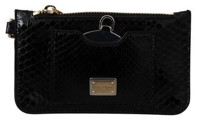 Dolce & Gabbana Black Leather Coin Purse Wristlet Mirror Agnese Wallet