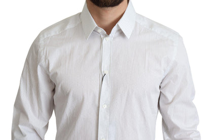 Dolce & Gabbana White Stripes Cotton Formal Dress Shirt