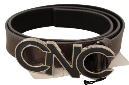 Costume National Brown Letter Logo Buckle Belt
