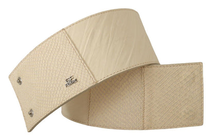 GF Ferre White Waxed Cotton Wide Fashion Belt