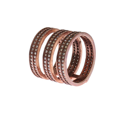 Nialaya Gold 925 Silver Clear CZ Pink Ring