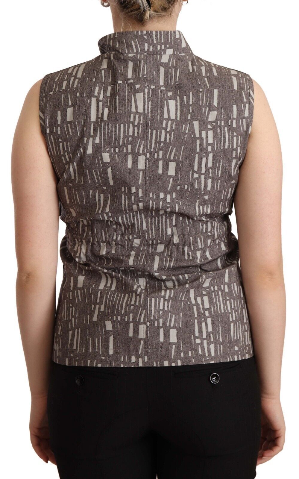 Comeforbreakfast Brown Black Vest Leather Sleeveless Top Blouse