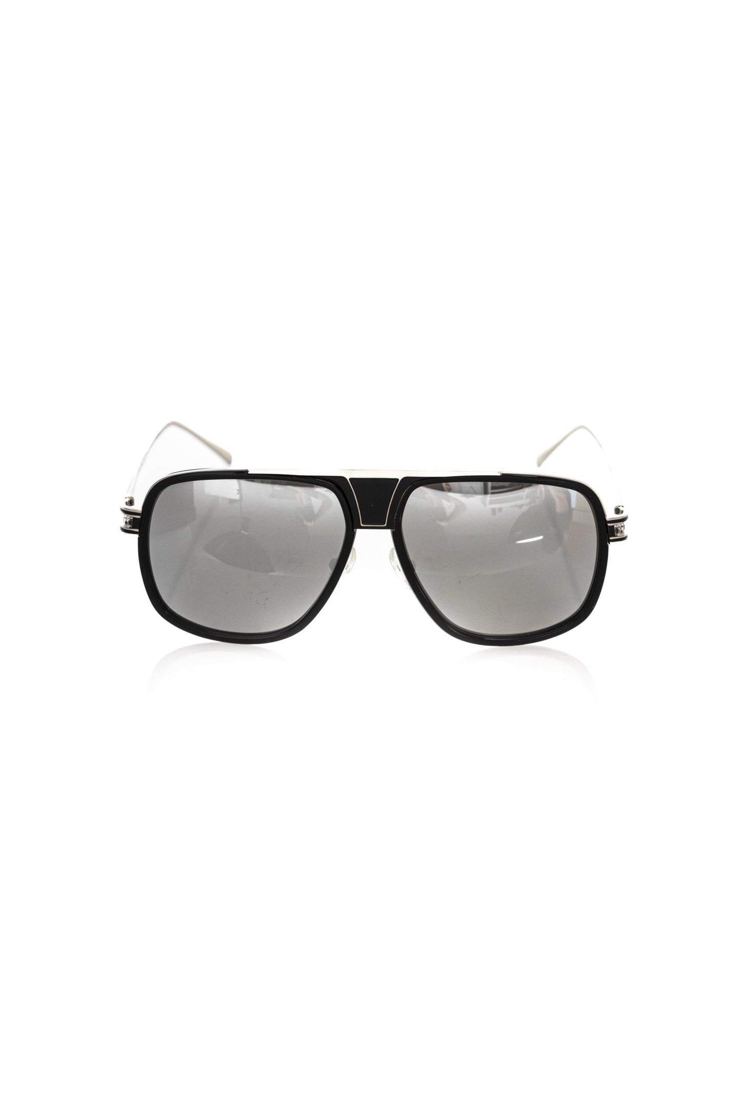 Frankie Morello Black Metallic Fibre Men Sunglass