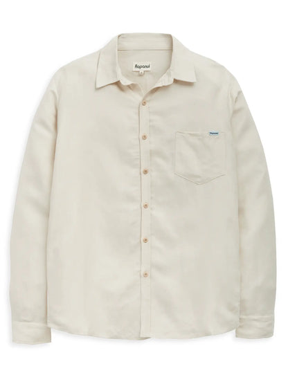 Men's Linen Shirt  Azure  Oatmeal