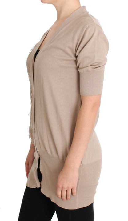 PINK MEMORIES Pink Lace Cotton Cardigan Sweater