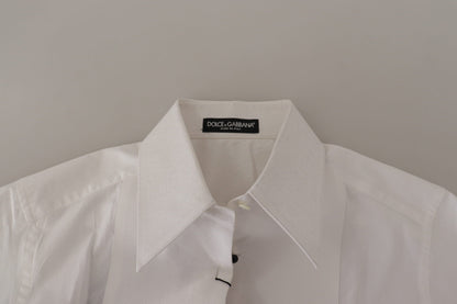 Dolce & Gabbana White Sleeveless Tuxedo Formal Blouse Top