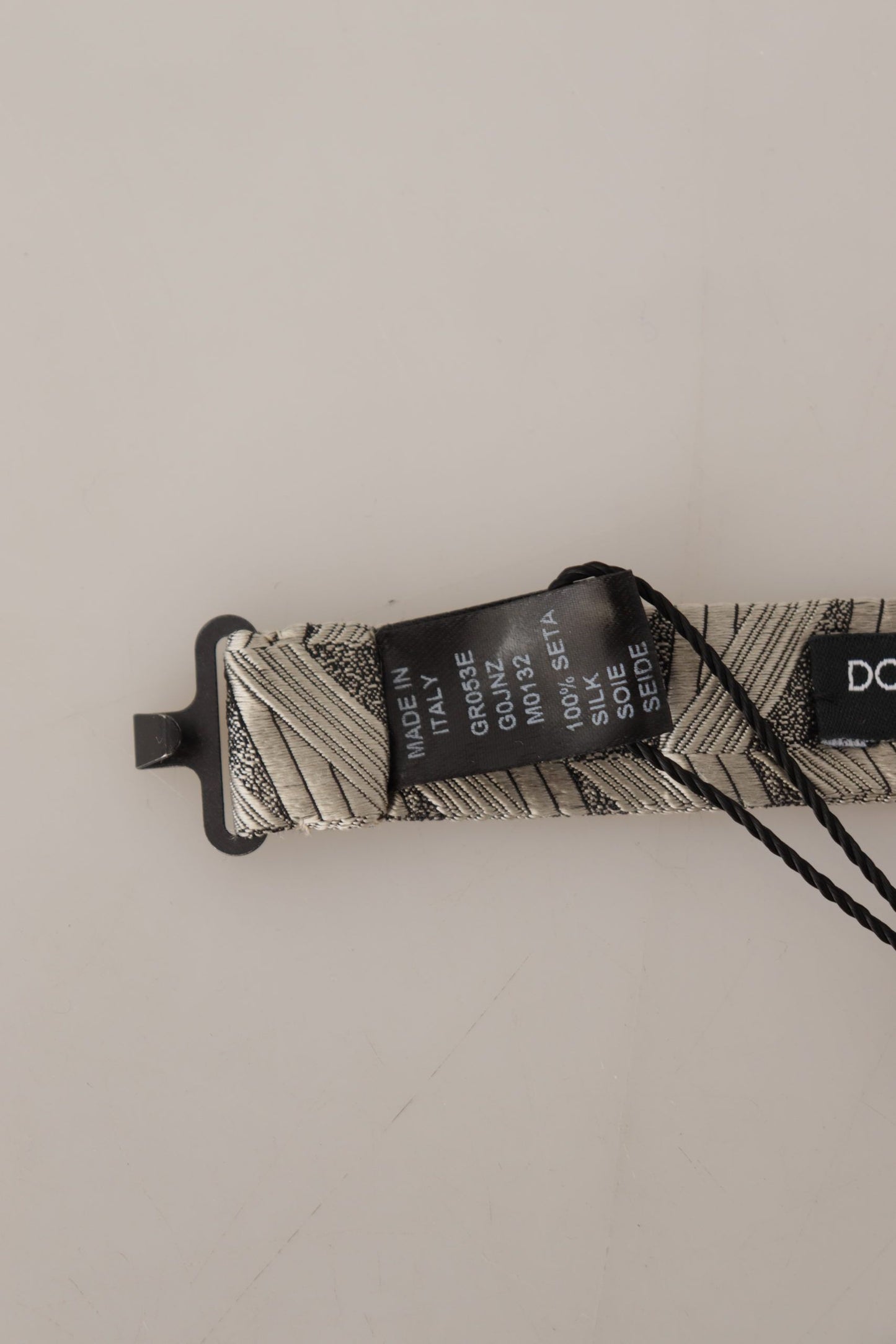 Dolce & Gabbana Gray 100% Silk Adjustable Neck Papillon Bow Tie