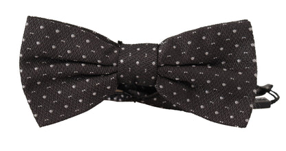 Dolce & Gabbana Gray Polka Dot 100% Silk Neck Papillon Tie