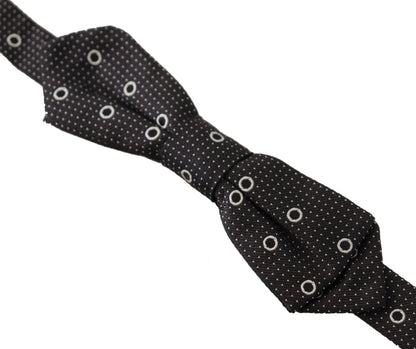 Dolce & Gabbana Black White Polka Dot 100% Silk Neck Papillon Tie