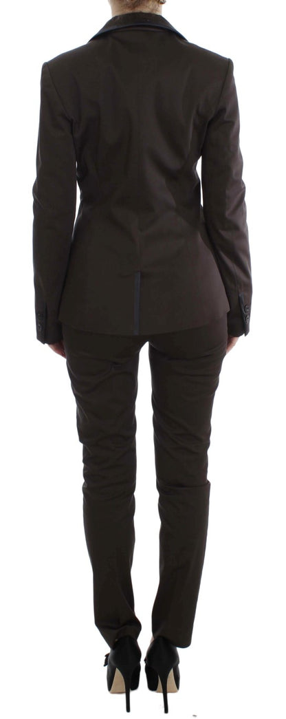 Exte Brown Stretch Two Button Suit