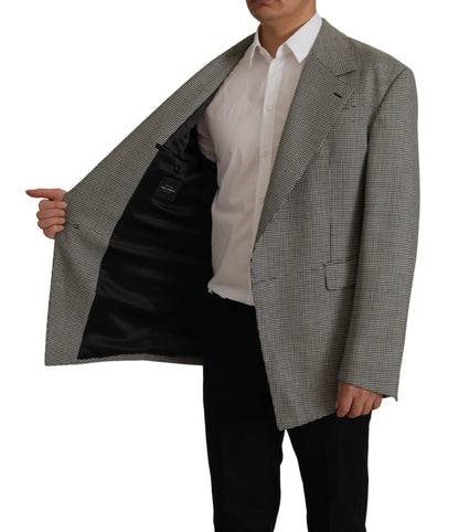 Dolce & Gabbana Gray Checkered Single Breasted Jacket Blazer