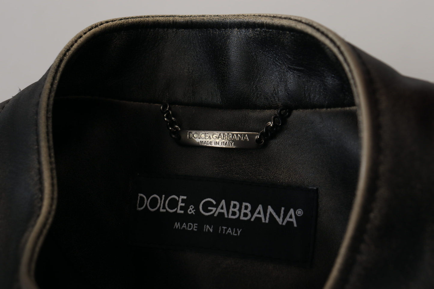 Dolce & Gabbana Black Leather Zipper Biker Coat Jacket