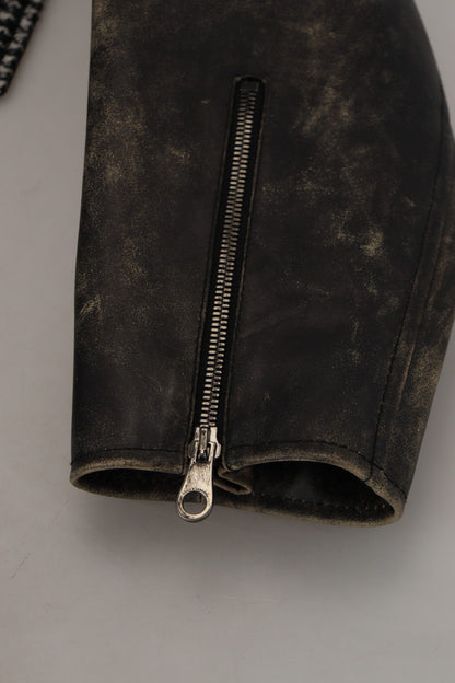 Dolce & Gabbana Black Houndstooth Polyester Bomber Jacket