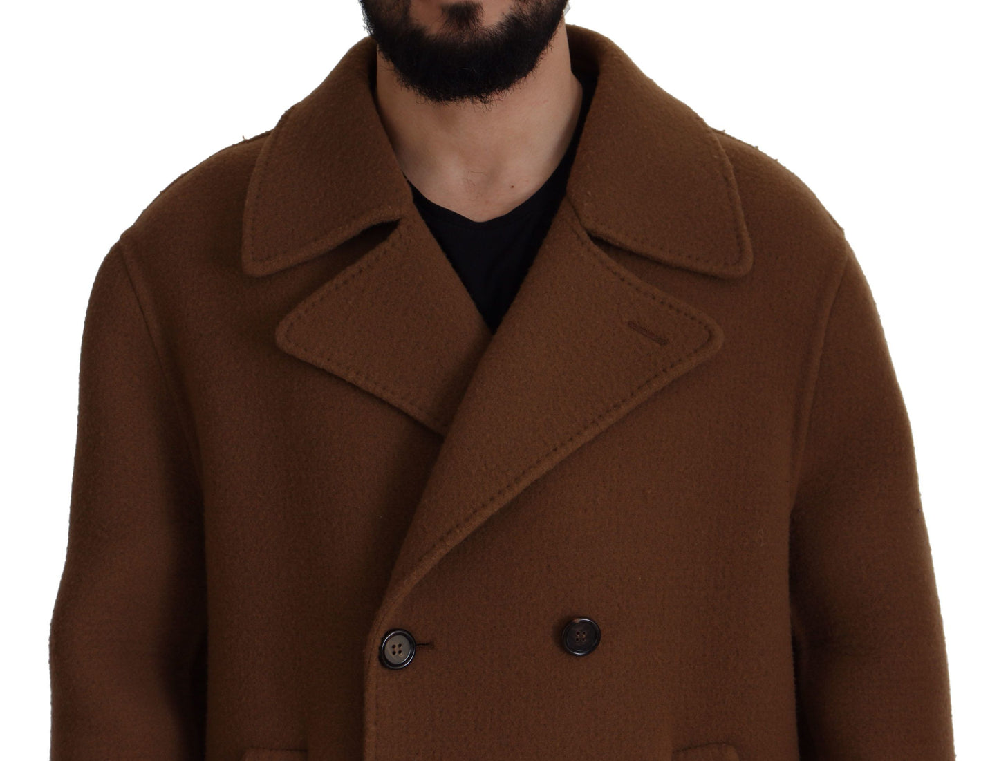 Dolce & Gabbana Brown Nylon Double Breasted Coat Jacket