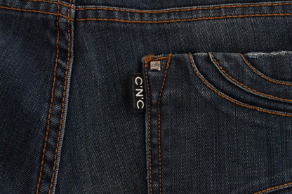 Costume National Blue Cotton Blend Bootcut Jeans