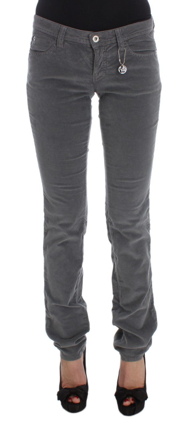 Costume National Gray Cotton Super Slim Corduroys Jeans