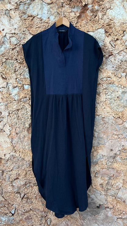 771 Nesprer Dress Beige Organic Cotton Gauze Black
