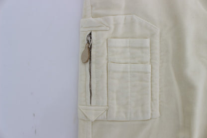 Ermanno Scervino Beige Cotton Capri Cropped Cargo Pants