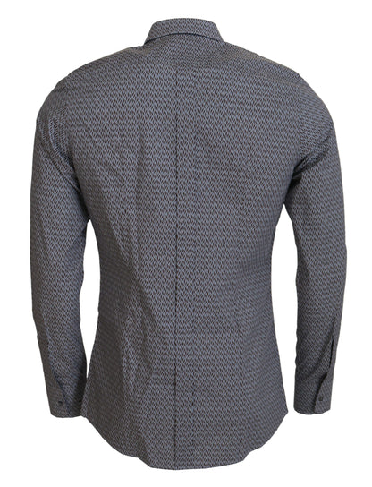 Dolce & Gabbana Gray Brown GOLD Slim Fit Dress Formal Shirt