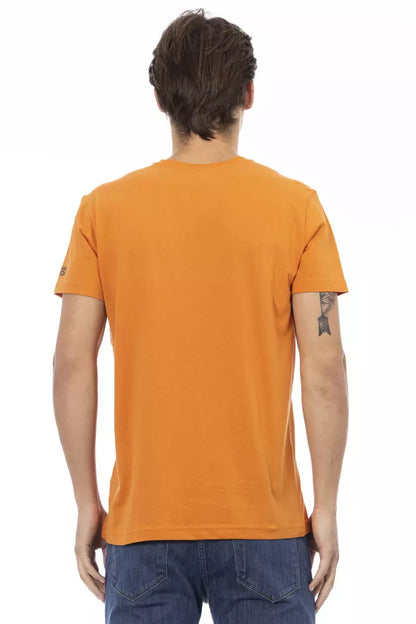 Trussardi Action Orange Cotton Men's V-Neck T-Shirt