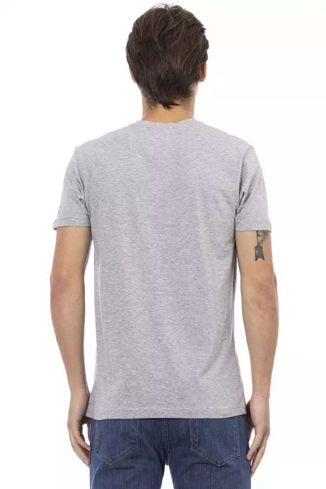 Trussardi Action Gray Cotton Men's V-Neck T-Shirt