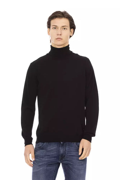 Baldinini Trend Black Fabric Men Sweater with Turtleneck Design