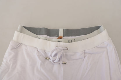 John Galliano White Cotton Logo Mens Jogger Pants