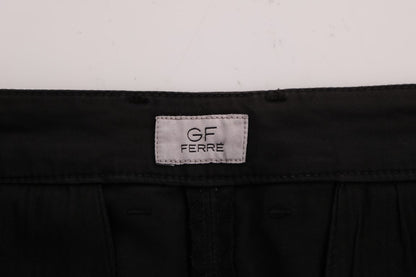 GF Ferre Black Cotton Stretch Chinos Pants