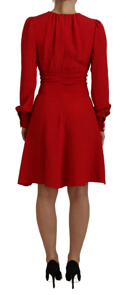 Dolce & Gabbana Red Silk Sheath A-line Knee Length Dress